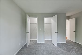 an empty room with three closets and a carpeted floor at Waldan Pond Apartments, Acworth, 30102